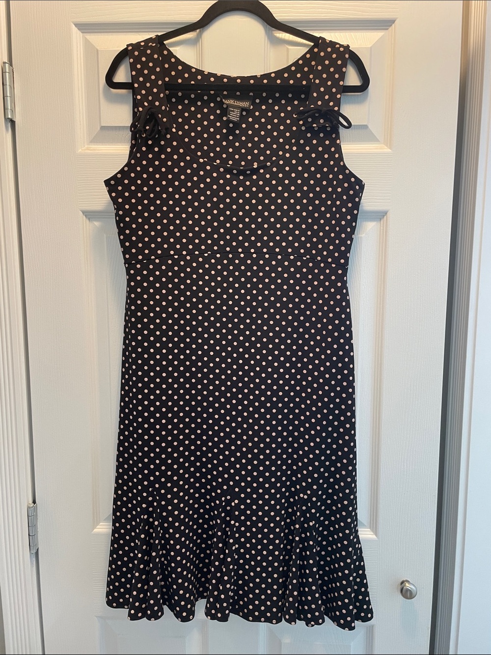 Frank Lyman Black Dress with White Polka Dots